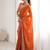 Orange embroidered saree with unstitched blouse piece