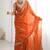 Orange embroidered saree with unstitched blouse piece