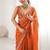 Orange embroidered saree with unstitched blouse piece
