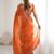 Orange embroidered saree with unstitched blouse piece