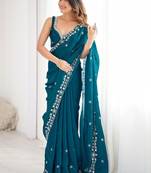 Blue embroidered sarees blouse piece