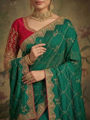 Green embroidered sarees 3