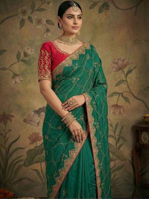 Green embroidered sarees 4