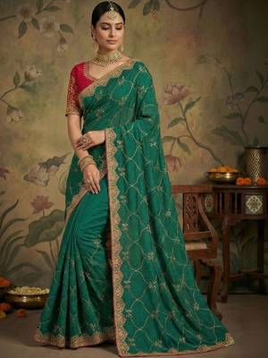 Green embroidered sarees 5