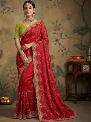 Red embroidered sarees 1