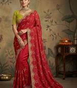 Red embroidered sarees