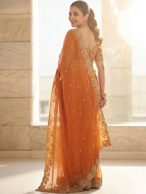 Rust embroidered sarees blouse piece 2