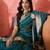 Teal woven design zari organza saree