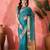 Teal woven design zari organza saree