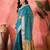 Teal woven design zari organza saree