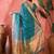 Teal woven design zari organza saree