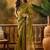 Olive embellished sequence work banarasi saree with blouse piece