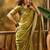 Olive embellished sequence work banarasi saree with blouse piece
