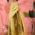 Lime woven design banarasi saree with blouse piece