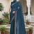 Designer teal blue heavy resham embroidery work georgette saree