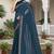Designer teal blue heavy resham embroidery work georgette saree