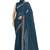 Designer teal blue heavy resham embroidery work georgette saree