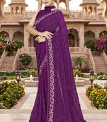 Designer wine heavy resham embroidery work georgette saree