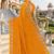 Designer mustard heavy resham embroidery work georgette saree