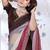 designer pink brown handwork zarkan border work silk blend saree