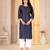 Navy blue digital printed muslin straight kurta with bottom
