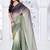 designer pista black handwork zarkan border work silk blend saree