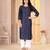 Navy blue digital printed muslin straight kurta with bottom