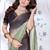 designer pista black handwork zarkan border work silk blend saree