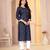 Navy blue digital printed muslin straight kurta with bottom