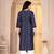 Navy blue digital printed muslin straight kurta with bottom