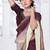 designer brown wine handwork zarkan border work silk blend saree