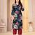Teal digital printed muslin straight kurta with bottom