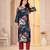 Teal digital printed muslin straight kurta with bottom