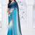 designer sky blue handwork zarkan border work silk blend saree