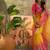 Multicolor ethnic motifs embroidered organza heavy work saree
