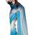 designer sky blue handwork zarkan border work silk blend saree