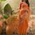 Orange floral sequinned organza heavy work saree