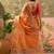 Orange floral sequinned organza heavy work saree