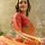 Orange floral sequinned organza heavy work saree
