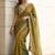 Green embroidered sarees with unstitched blouse piece