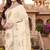 designer off white handwork zarkan foil print silk blend saree