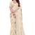 designer off white handwork zarkan foil print silk blend saree