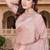designer dusty peach handwork zarkan foil print silk blend saree