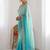 Turquoise embellished sarees stitched blouse