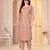 Light brown digital printed muslin straight kurta with bottom