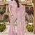 designer dusty pink handwork zarkan foil print silk blend saree