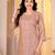 Light brown digital printed muslin straight kurta with bottom
