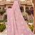designer dusty pink handwork zarkan foil print silk blend saree