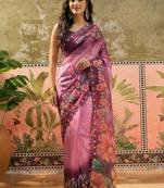 Multicolor floral organza saree