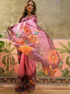 Multicolor floral organza saree 2